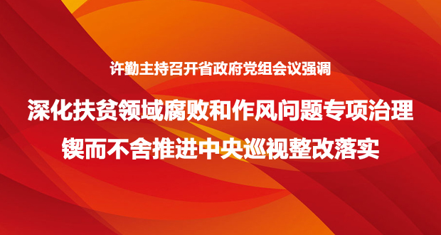 许勤主持召开省政府党组会议强调 深化扶贫领域腐败和作风问题专项治理 锲而不舍推进中央巡视整改落实